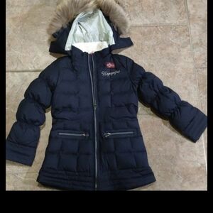 Napapijri Dark Blue Puffer Jacket with Fur Trim